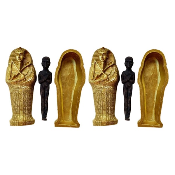 1/2/3/5 Forntida egyptisk kista med mumiefigurer Staty för black 9.4x3.5x3.8cm 2Set