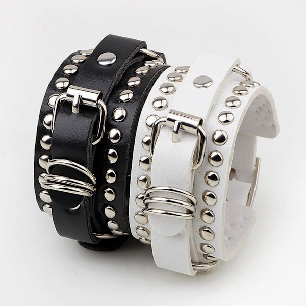 1/2/3/5 PU Läderarmband Justerbar Wrap Cuff Nit för White 24.5 x 3.2cm 1Set
