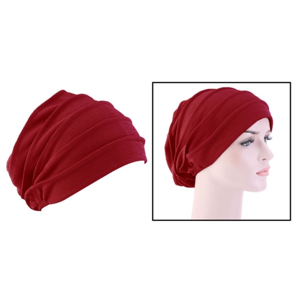 1/2/3/5 Cap Bomullshuvud För Cover Håravfall Mjuk Purplish Red 56-58cm 1Set