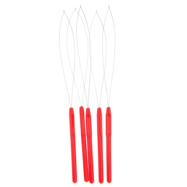 1/2/5 hårförlängningsögla nålträdare tråddragande krokverktyg Red 5Set