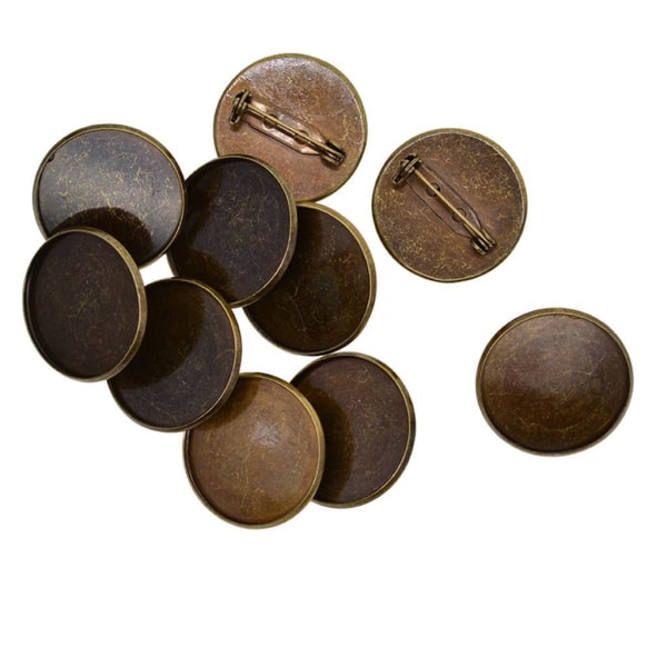 1/5 10 st 25 mm broschtillverkning av tomma cabochonramsinställningsbrickor Bronze 1Set