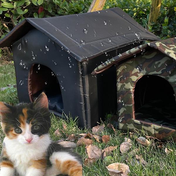 1/2 Bärbar Stray Cats Shelter Tält Utomhus Vilda Katter Varm Black M 1 Pc