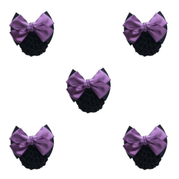1/2/3/5 tyg lätt att bära Elastiska hårnät för moderiktiga Two-Bows-purple 5Set