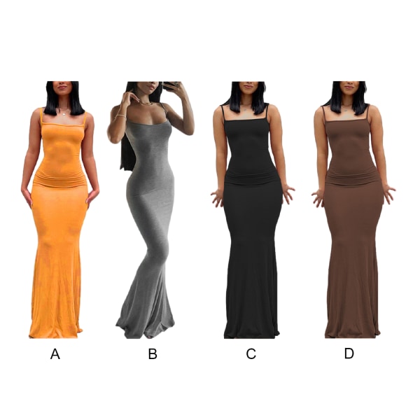 Lång kjol Bodycon Klänning Festkläder Midi Asymmetrisk Orange/XXL