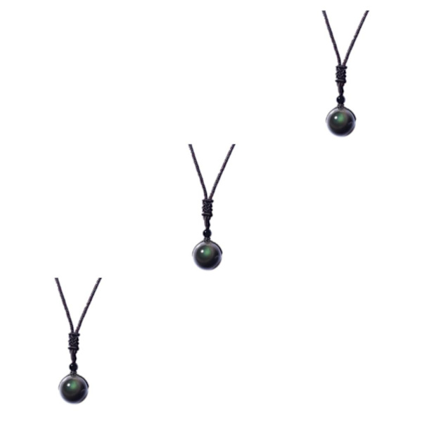 1/2/3/5 Natural Necklace Obsidian Pendant För Talisman Bra 16mm 3Set