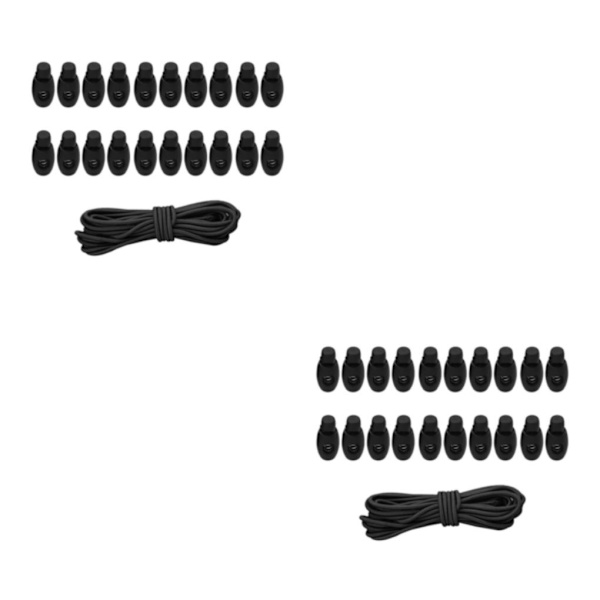 1/2/3/5 20st plastsnörelås Ändfjäderbelastad slider + För Black Style 3 2Set