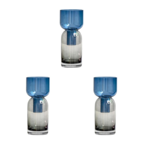 1/2/3 Minimalistiska färgglada glasvaser Hem Hand Vas Pot Room Blue gray 8x8x19CM 3Set