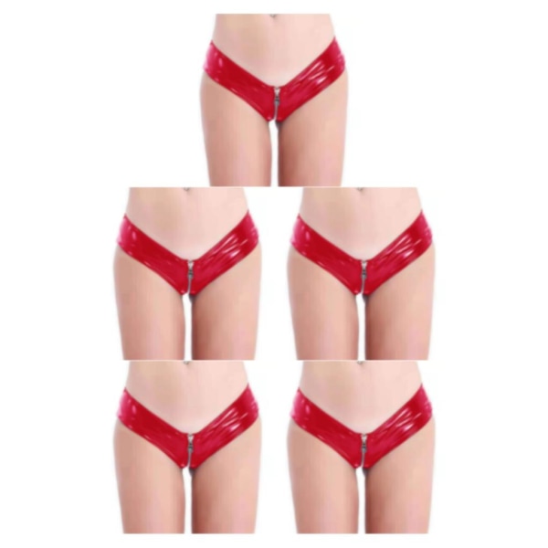 1/2/3/5 Underkläder Butt Briefs Front Open Sexig Nattklubb Tvättbar Red/2XL 5PCS