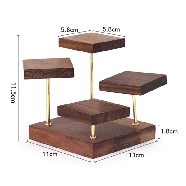 1/2 valnöt smycken display stativ fyra lager för ringar detaljhandel 1Set