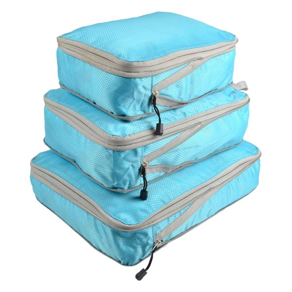 Kompressionsresväska Slitstarka Bagage Organizer Väskor Blue 3 pcs