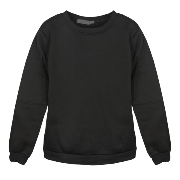 Herr Sweatshirt Plain Fleece Sweat Top Pullover Crew Neck För Black 2XL