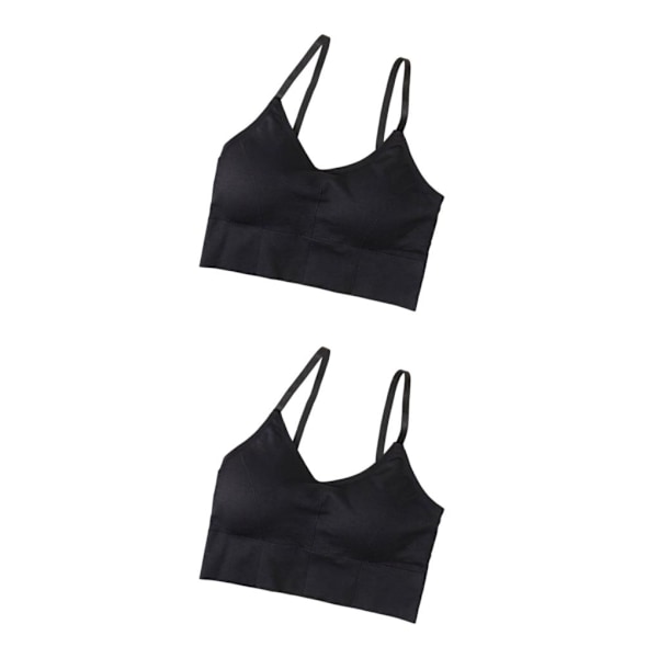 1/2/3/5 Dam Tank Crop Top BH Sexiga Underkläder Underkläder Bralette Black 2PCS