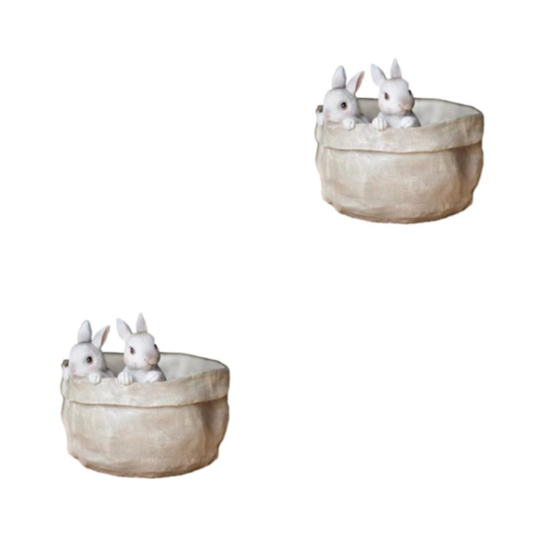 1/2 Resin Snygg kanin Blomkruka Trädgårdar Skönhet inomhus och Rabbit 2PCS