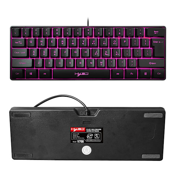 1/2 Gaming Mini Trådlöst tangentbord RGB Bakgrundsbelyst USB för bärbara datorer Black keyboard 11.5x4.02x1.57 Inch 1Set
