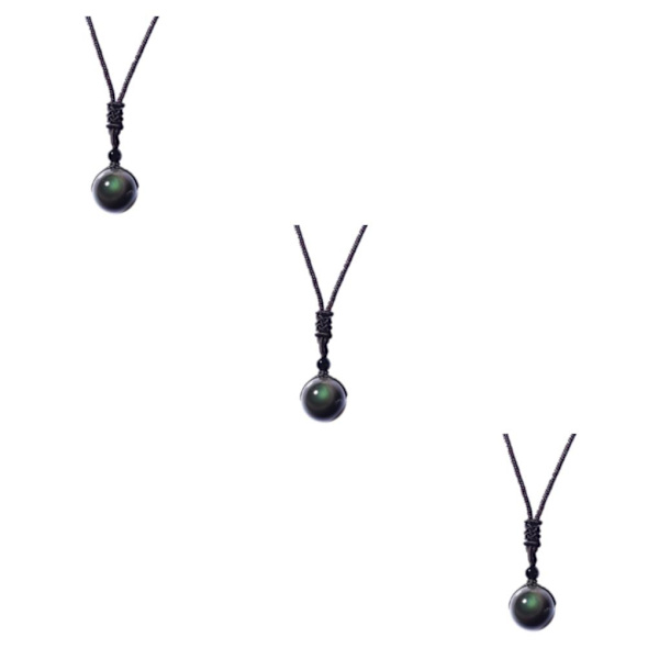 1/2/3/5 Natural Necklace Obsidian Pendant För Talisman Bra 16mm 3Set