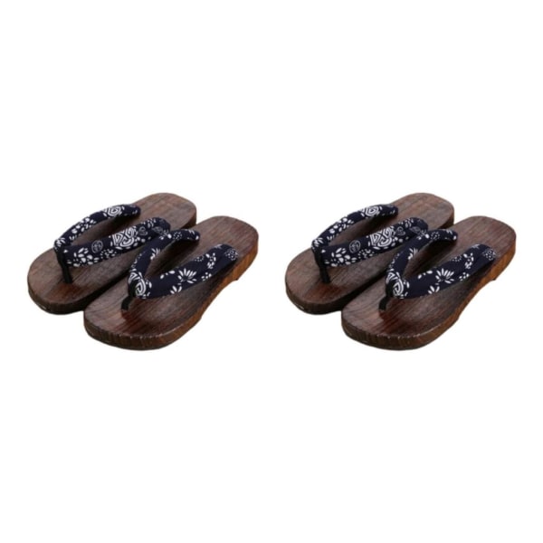 1/2 Japanska träskor Tofflor Geta Sandaler För Flip Flops för män Blue Round Size 43 2Set
