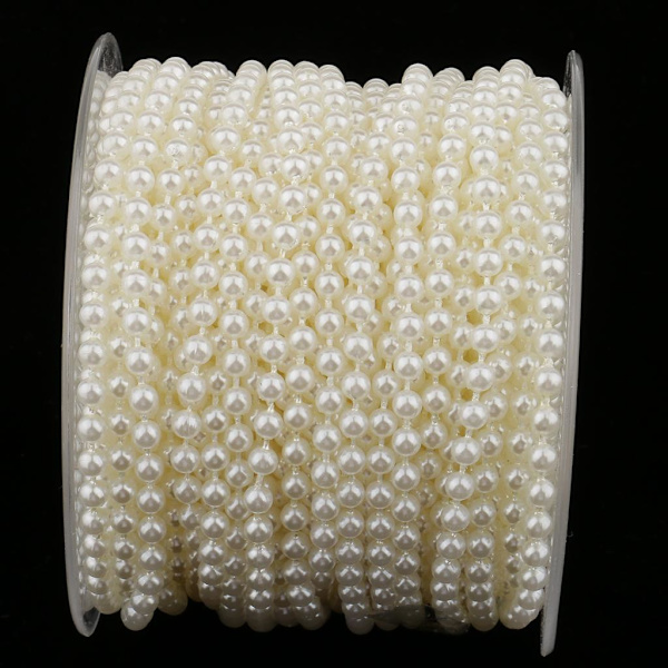 20 Meter Pearl Beads Chain Ribbon Trim för bröllopsdekor DIY Beige