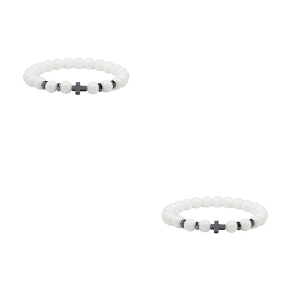 1/2/3/5 Wide Application Cross Beaded Armband för alla tillfällen porcelain white 2Set