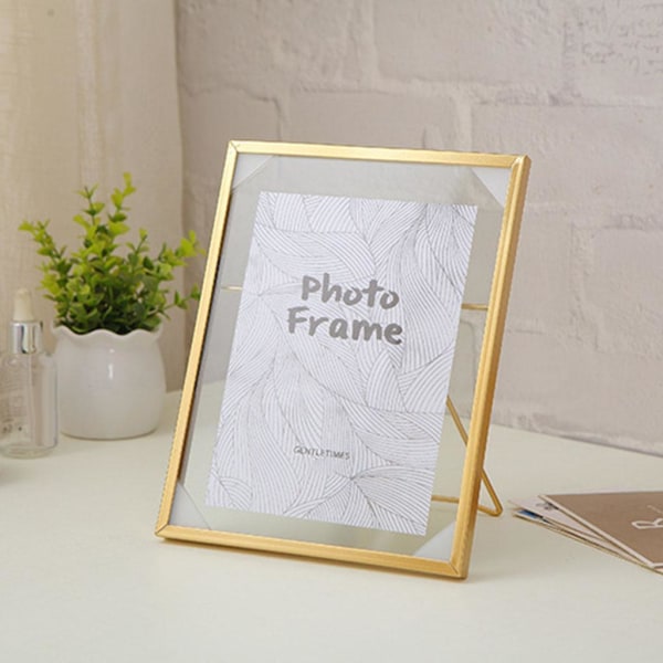 1/2/3 För Creative Nordic Metal Glas Photo Frame Crafts Home L Golden 1Set