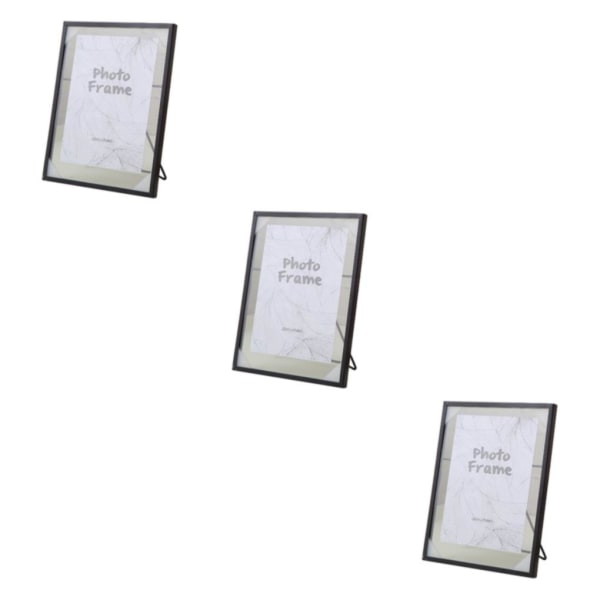 1/2/3 För Creative Nordic Metal Glas Photo Frame Crafts Home L Black 3Set