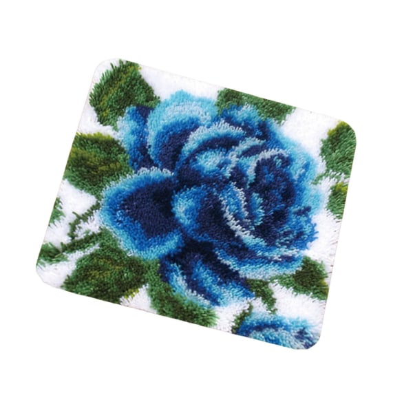 Krokmatta Handgjorda fyrkantiga mattor för nybörjare Blue Petal 45x45cm