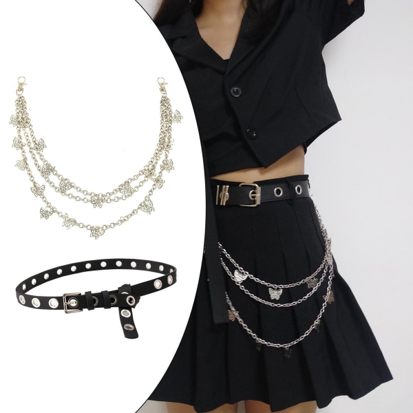 1/2/3 punk midjebälte kedja justerbar för kvinnor män flicka pojke Chain and Belt 155g 1Set