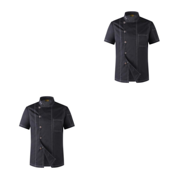 1/2/3 Svart Lätt att rengöra Chef Coat Button Chef Uniformer För black xxl 2Set