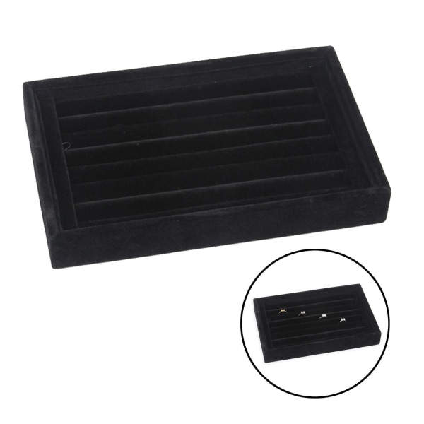 1/2/3/5 Stapelbar smyckesbricka Multipurpose Portable Velvet för Flannel Black 227x146x31mm 1Set