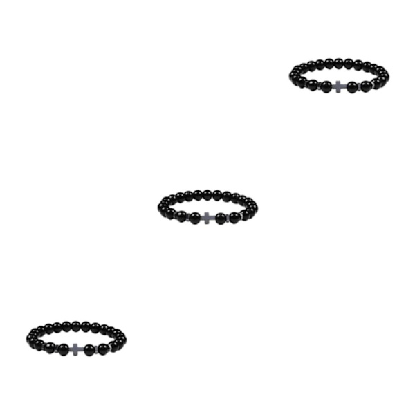 1/2/3/5 Wide Application Cross Beaded Armband för alla tillfällen glossy black 3Set