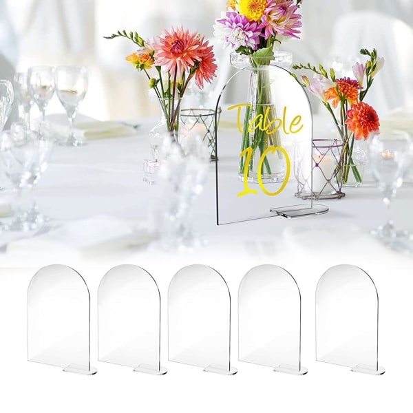 5x båg akryl bord skylt sittplatser kort för bröllop mittpunkt dc19 | Fyndiq