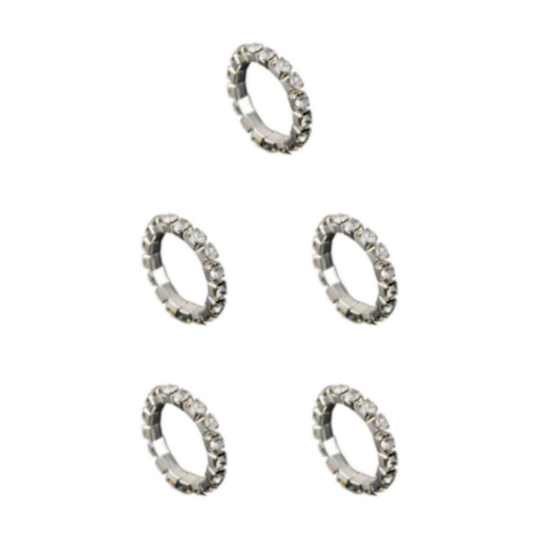1/2/3/5 Stretch Crystal Ring Utsökt inläggning för Elegant silver 1 row 5PCS