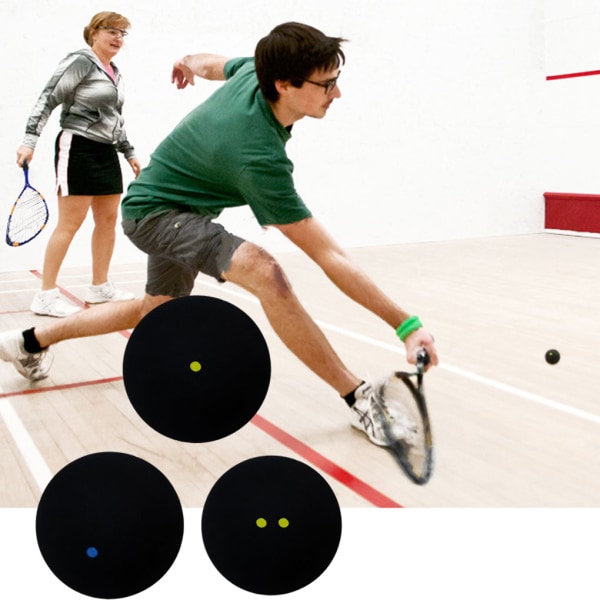 Professionella squashbollar - robust och tålig gummislang Single yellow dot