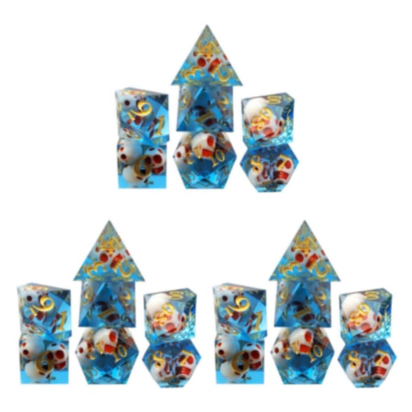 1/2/3/5 7x polyedriska tärningar D4-D20 tärning, för bordsspelsfest Blue 3Set