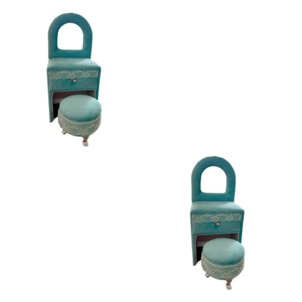 1/2 Chic smycken case för flickor Kvinnor Ringar halsband Desk Peacock Blue 2Set