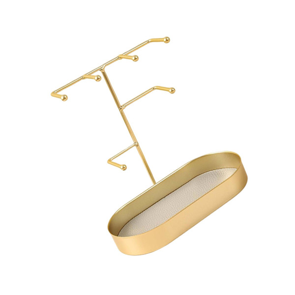 1/2/3/5 Smycken Organizer Stand Fack Display Rack för ringar Gold PU Leather Pad 20 x 10 x 21cm 1Set