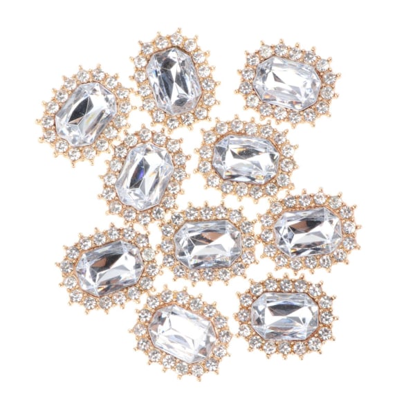 1/2/3/5 10 st Rhinestone Buttons Hantverk Dekoration för kläder Silver 2.1 x 1.7cm 1Set