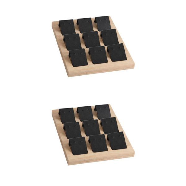 1/2/3 trä örhängeskorthållare med bricka för smycketillbehör 9 Pair Black 2Set
