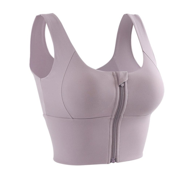 1/2/3 Womens Front Zip Sport BH För bekväma vadderade Shapewear Light Violet S 1Set