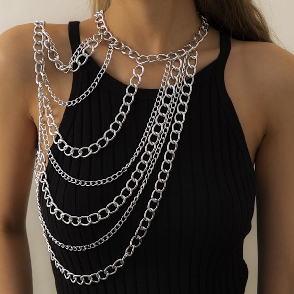 1/2/3/5 Body Chain Multi lager En Shoulder Smycken Tofsar Golden 1Set
