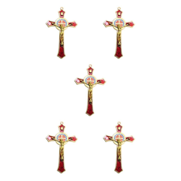 1/2/3/5 Zinklegering Väggkrucifix Cross Jesus Statue Staty Red 12x7cm 5Set