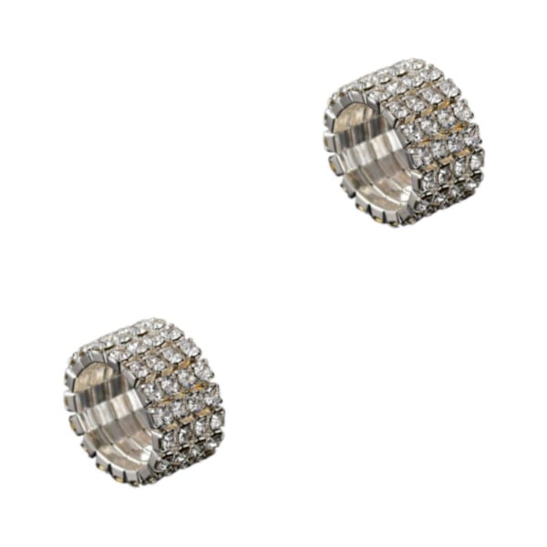 1/2/3/5 Stretch Crystal Ring Utsökt inläggning för Elegant silver 4 rows 2PCS