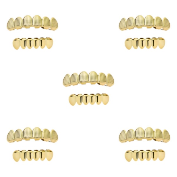 205-01-03 Hip Hop Grill Fake Mouth Smycken Cosplay Decor Golden 5Set