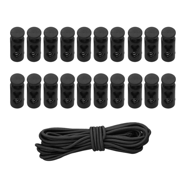 1/2/3/5 20st plastsnörelås Ändfjäderbelastad slider + För Black Style 2 1Set