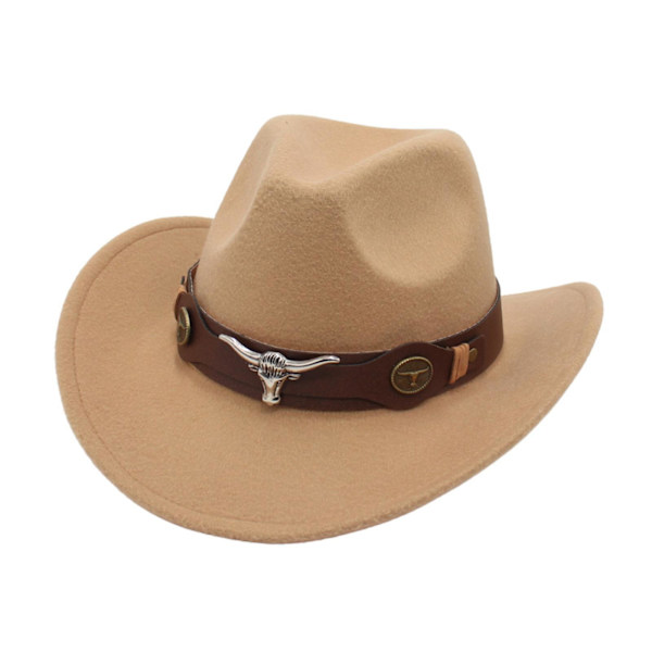 Casual Cowboyhatt Rekvisita med bred brätte Lättvikt för kvinnor män Camel 32cm