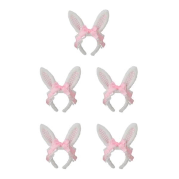 1/2/3/5 Lätt och söta kaninöron-hårband för flickhår Pink 5Set