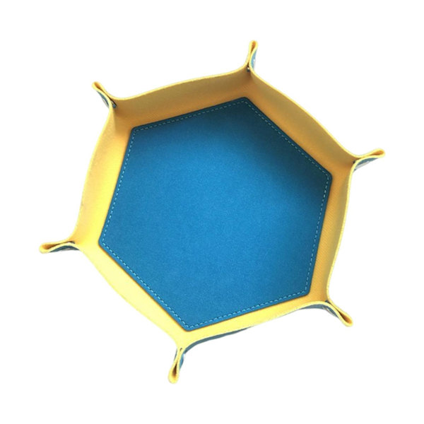 1/2 tärningsbricka PU-läder dubbelsidig tärningsmatta för brädspel Blue Yellow 1Set