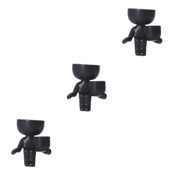 1/3 keramisk blomkruka Mänsklig blomvas växtkruka Black 10x9x6cm 10x9x6cm 10x6x8cm 3Set