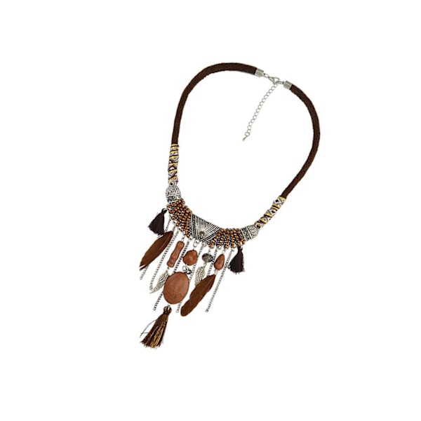 1/3 Vintage smycken Turkos tofsar Choker Bohemian Statement Brown 45+8cm 1Set