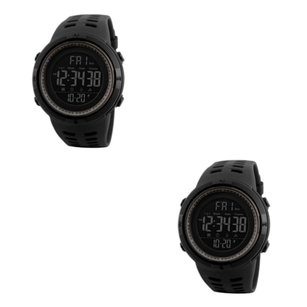 1/2/3 1251 Herr Digital Sports Watch Waterproof Stoppur För Black Coffee 250mm 2Set