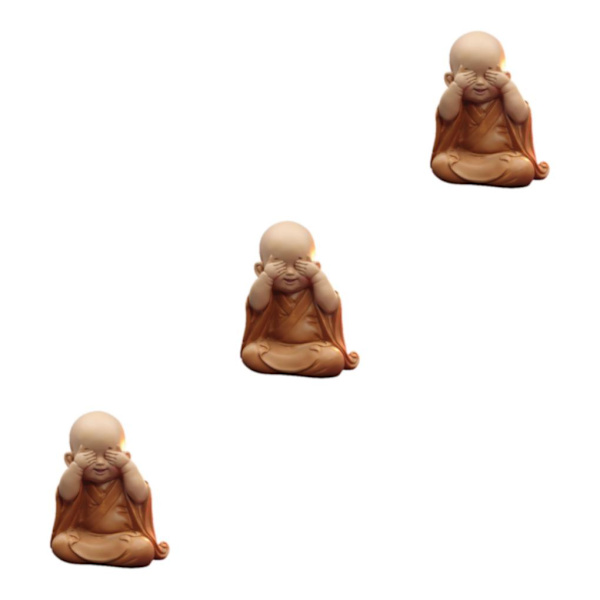 1/2/3 Söt Buddha Staty Monk Figurine Ornament Little för cover eyes height 10cm 3Set